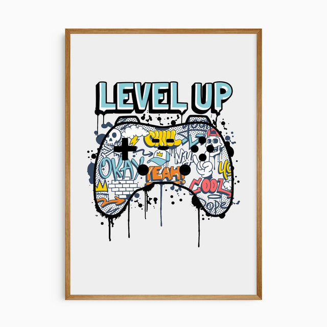 level up gamer print boys room decor