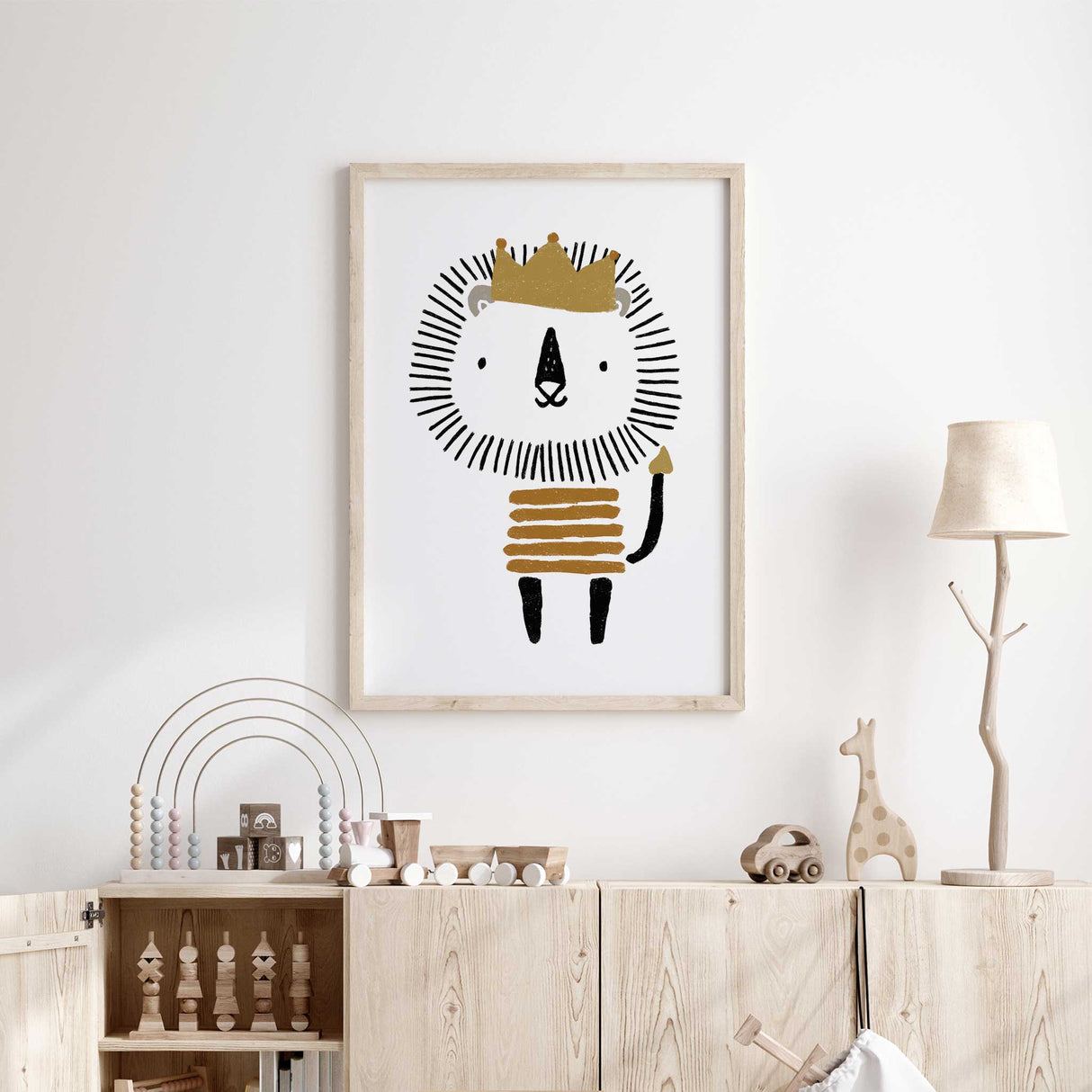 Adorable crowned lion animal nursery wall art print