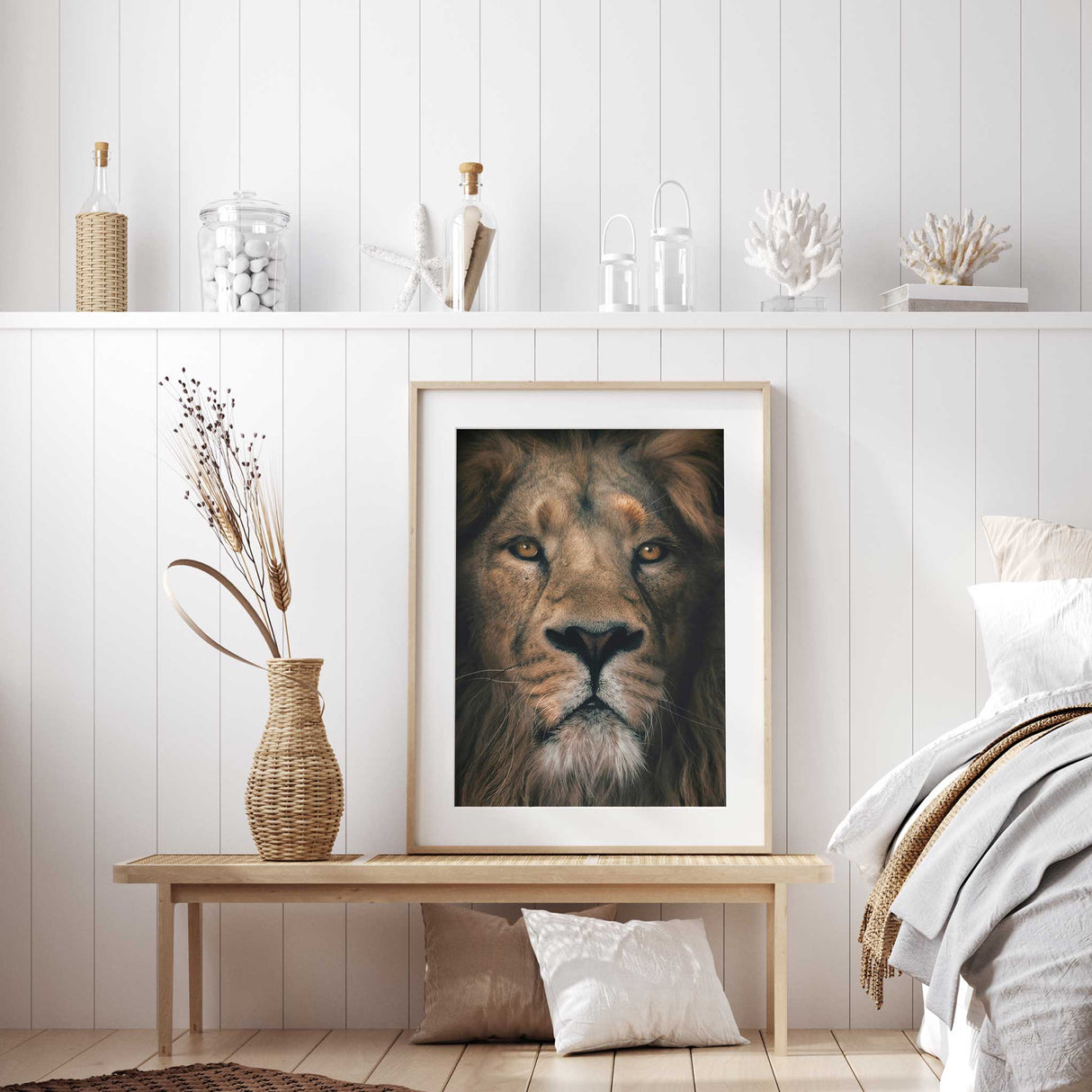 Majestic lion with detailed mane and mouth, bedroom prints