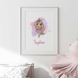 Personalised Unicorn Girl Print