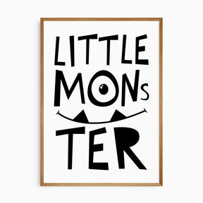 Little Monster Text Art Print Cute Monster Illustration for Kids Room Decor