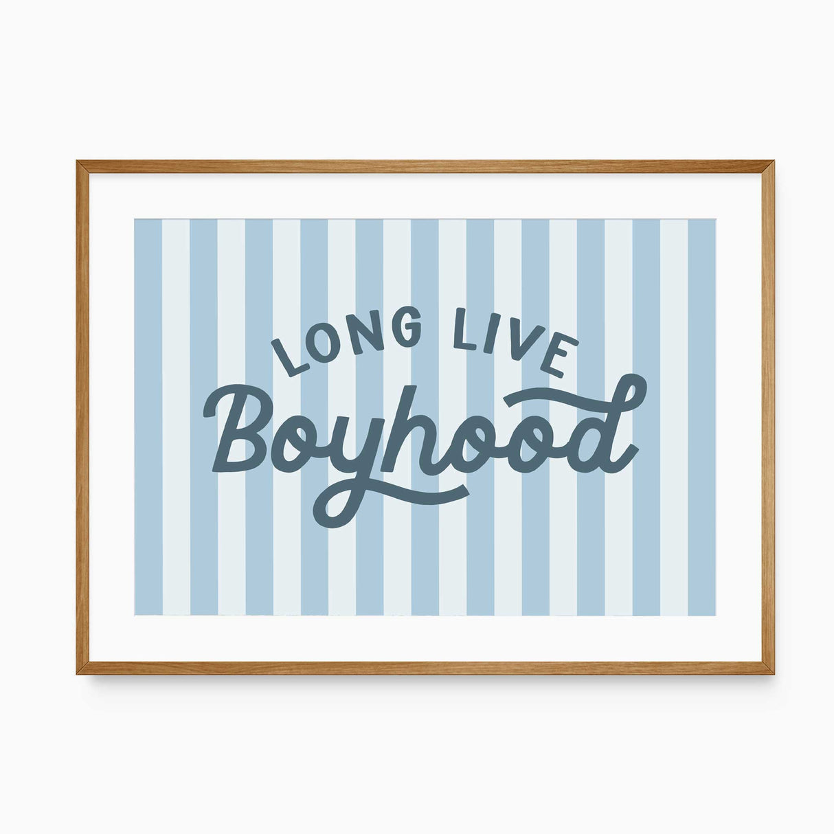 Long live boyhood wall art print with blue stripes for a boys room