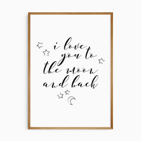 I love you to the moon and back nursery wall art print