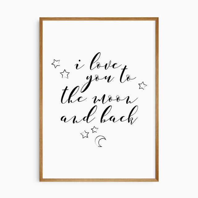 I love you to the moon and back nursery wall art print