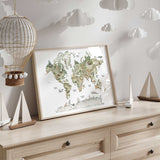 Animal World Map Print