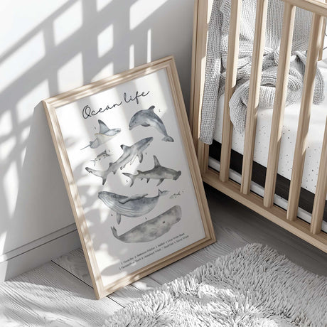Marine animals nursery wall art poster