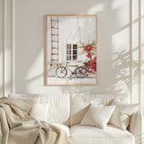 Mediterranean floral bike wall art for coastal and travel-inspired interiors