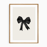 Minimalist coquette bow art print in black for teen wall