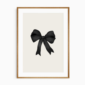 Minimalist coquette bow art print in black for teen wall
