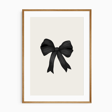 Minimalist coquette bow art print in black for teen wall