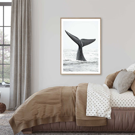 modern teen bedroom wall art featuring whale tail ocean print