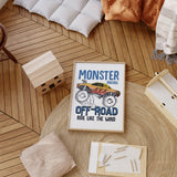 Monster racing themed wall decor for children playroom and bedrooms