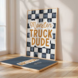 Personalized name print for boys' room with racing flags design