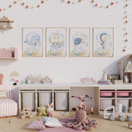 unframed ocean friends artwork for kids