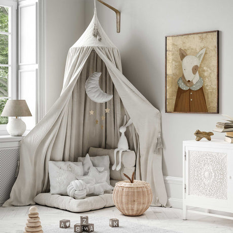 Neutral dog print for baby nursery and toddler room