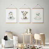 Neutral arctic baby nursery wall art in soft winter tones