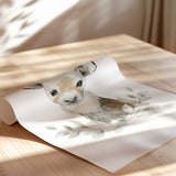 Neutral Arctic nursery decor featuring six baby animal illustrations