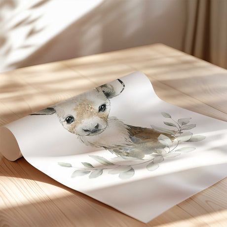 Neutral Arctic nursery decor featuring six baby animal illustrations