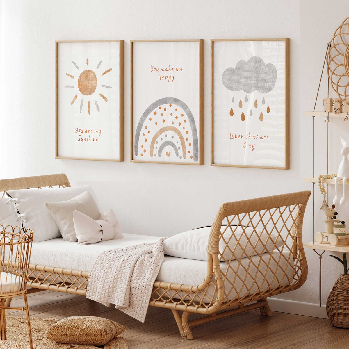 You Are My Sunshine Nursery Wall Art Set of 3 | Kids Rainbow Decor – My ...
