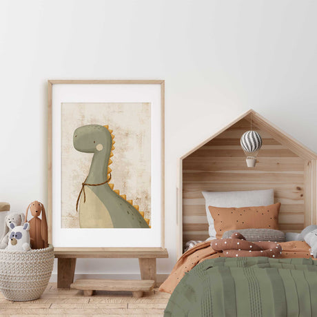 Neutral dinosaur print for baby nursery decor