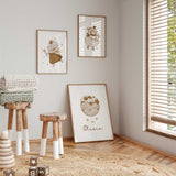 neutral fairy and moon nursery prints designed for a calm baby girl room