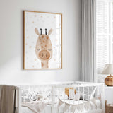 Neutral giraffe wall art print for kids bedroom or nursery