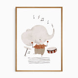 Neutral musical animal wall art with soft beige and grey colours