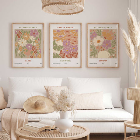 New York floral art print with pink and earthy hues