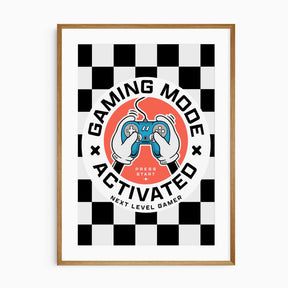 Vibrant gaming-themed wall art for kids, featuring a retro-style game controller and bold typography, perfect for a playroom or gamer bedroom.