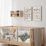 Nursery learning prints in a woodland theme with letters, numbers and animals