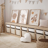 Boho Space Bear nursery wall art, featuring fun and neutral designs for a child's bedroom.