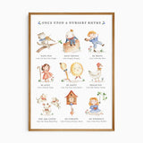 Classic nursery rhyme wall art print with positive affirmations for a baby nursery or young child’s bedroom.
