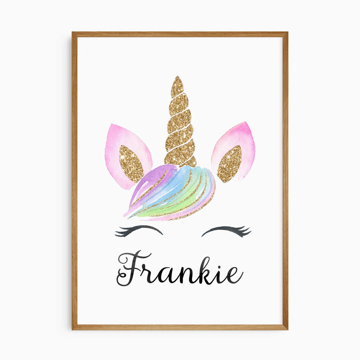 Set of 3 nursery prints featuring a rainbow, unicorn, and cloud with hearts, perfect for whimsical girls room decor.