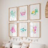 Sea creature artwork for nursery and kids room décor