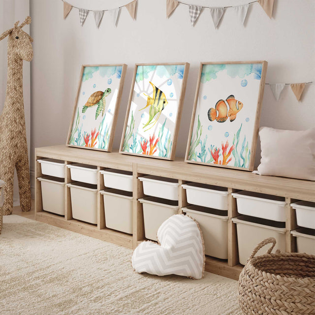 Ocean fish wall art set of three prints