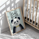 Panda animal wall art for boys nursery decor