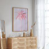 pastel pink palm tree wall art in Palm Springs inspired style