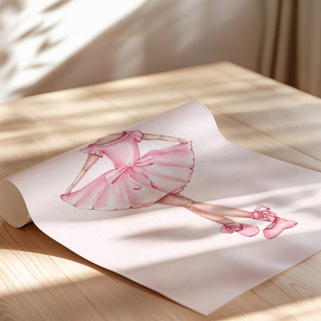 Personalised ballerina name print with pink ballet shoes for girls nursery wall decor