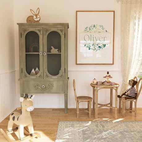 Custom children’s name print with watercolour eucalyptus leaves