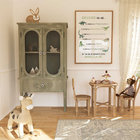 Personalised dinosaur name print with dinosaur illustrations and positive wording for a nursery or boys bedroom.