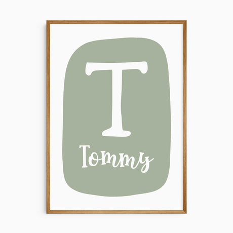 Personalised dinosaur nursery prints with name and initial