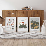 personalised farm nursery wall art set of 3 prints for baby boy nursery