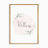 Personalised girls nursery name print set with animal artwork