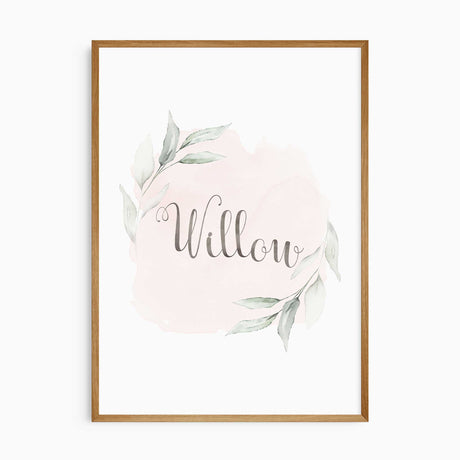 Personalised girls nursery name print set with animal artwork