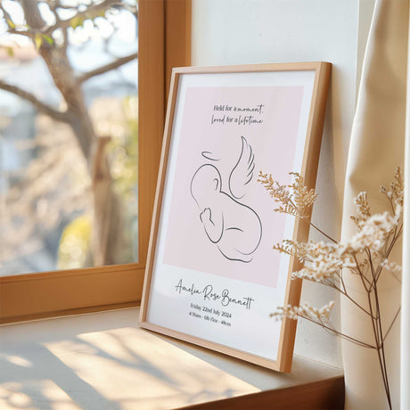 Personalised infant loss memory print with baby name date time weight and length