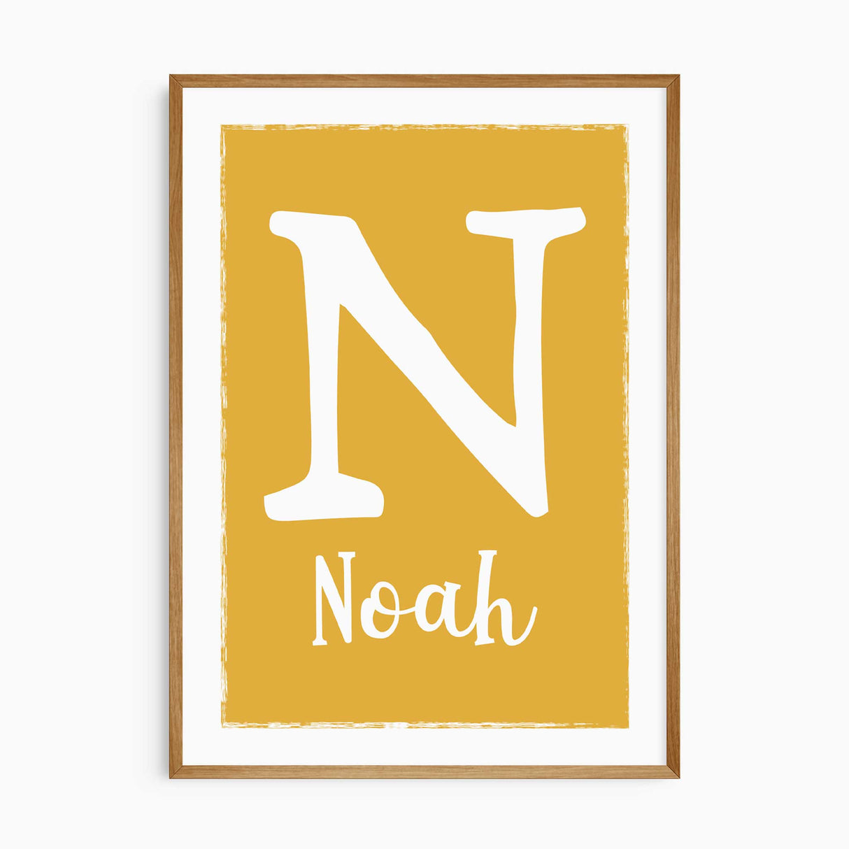 personalised initial construction wall art print for boys