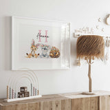 Personalised name Australian animal nursery wall art for girls