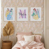 Personalised princess print set with two character group prints and one custom name design