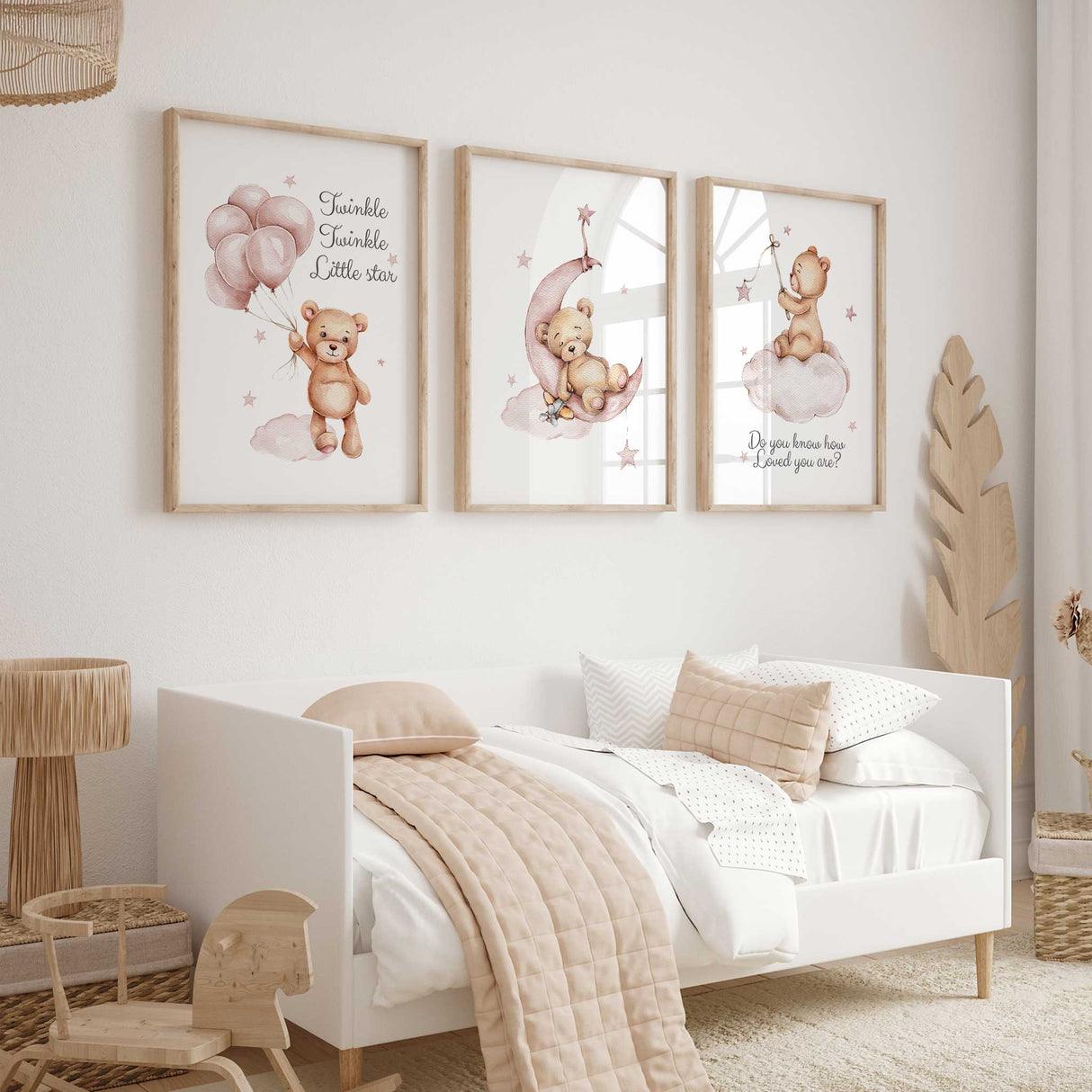 Bear on cloud with quote Do you know how loved you are nursery wall art print.