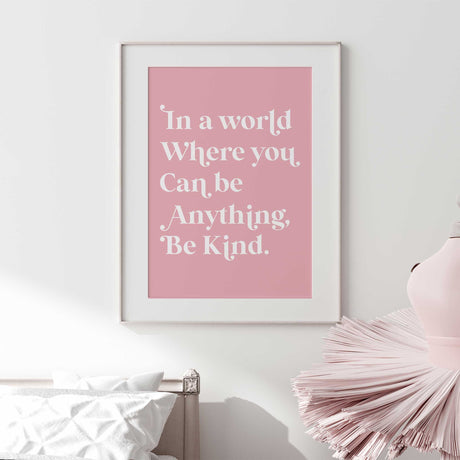 Pink kindness quote wall art designed for children